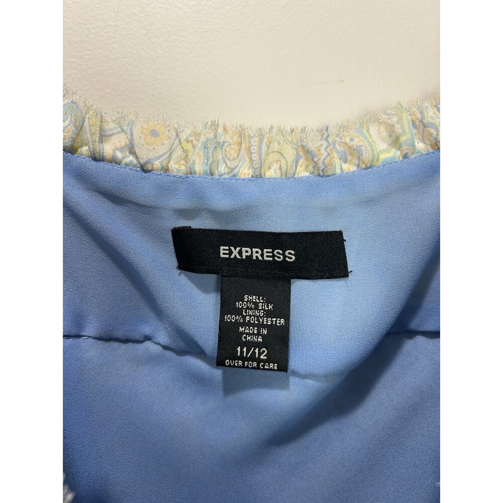 Vintage Express Paisley Milkmaid 100% Silk Dress Size 11/12 Y2K Fairy - Picture 4 of 10